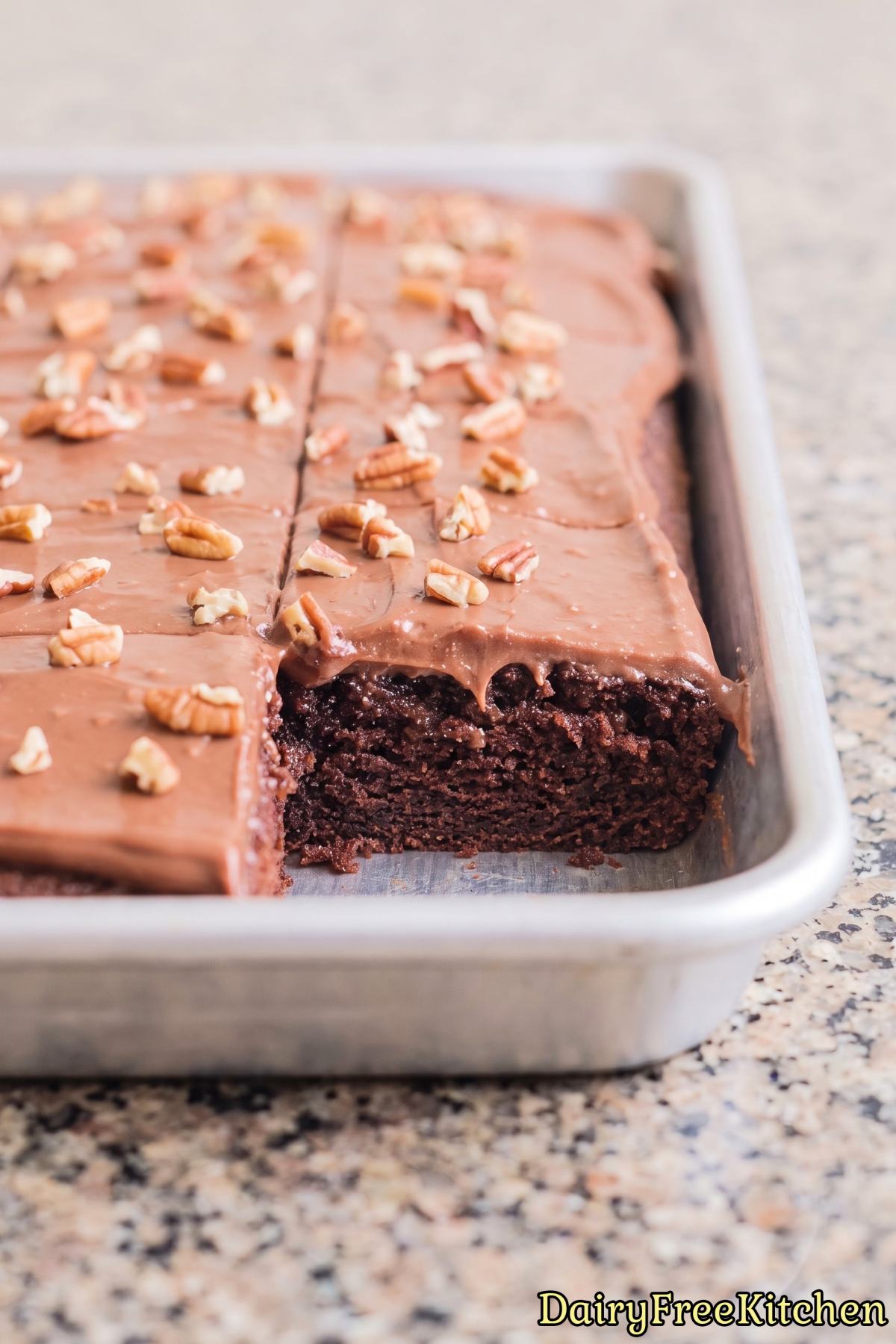 Baked dairy free chocolate sheet cake