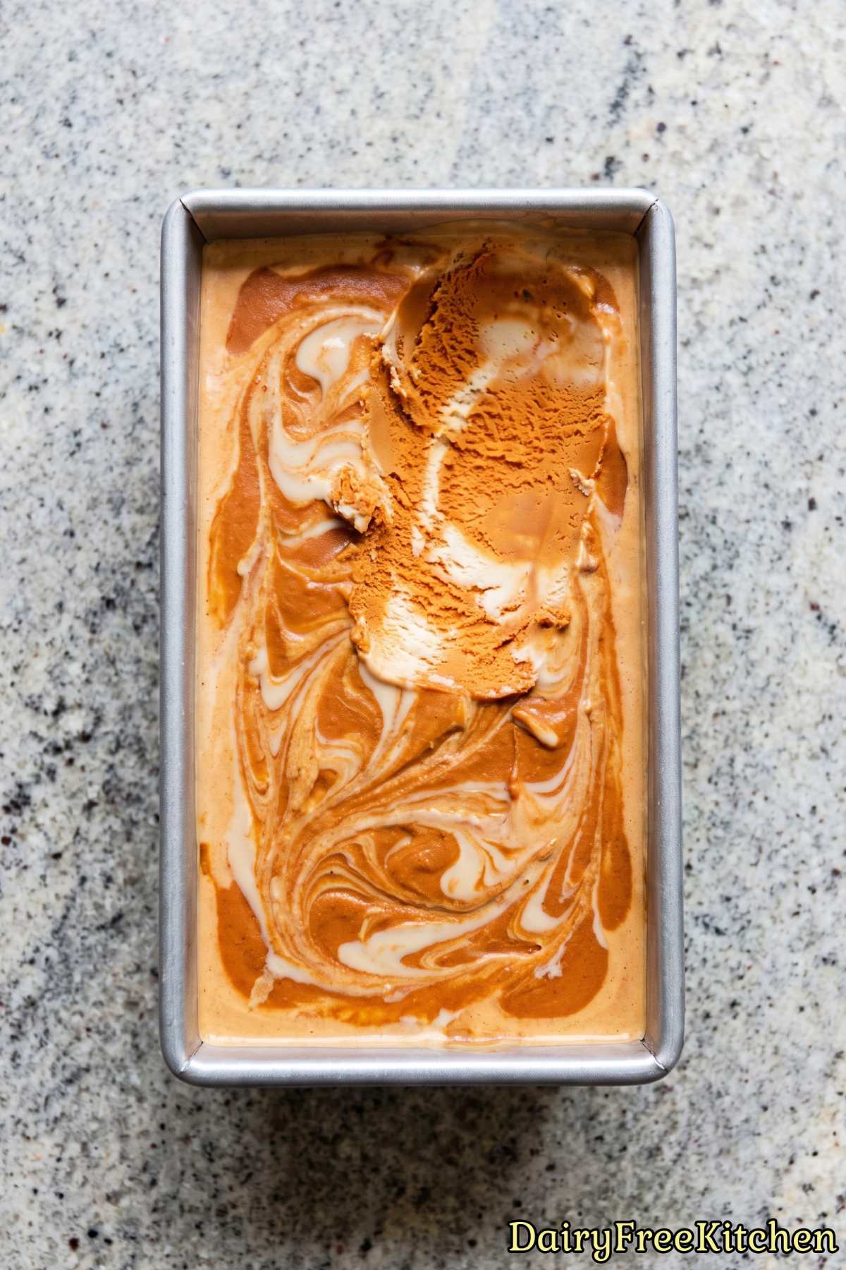 Easy dairy free Thai tea ice cream scoop