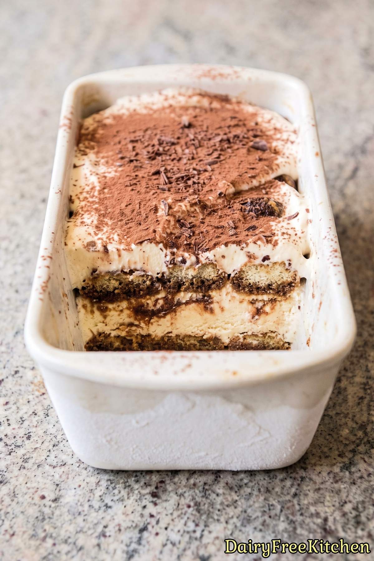 Rich dairy free tiramisu ice cream scoop