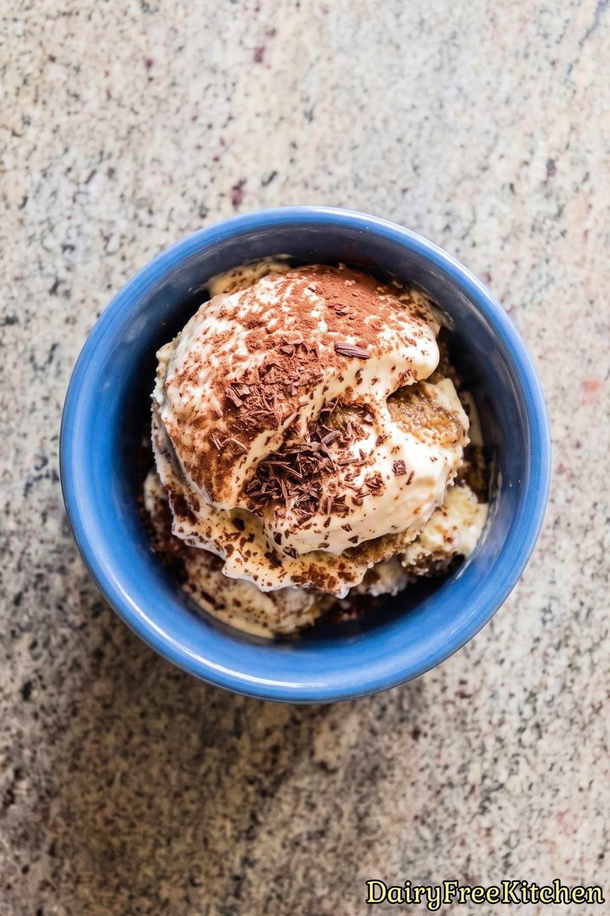 Sweet dairy free tiramisu ice cream treat