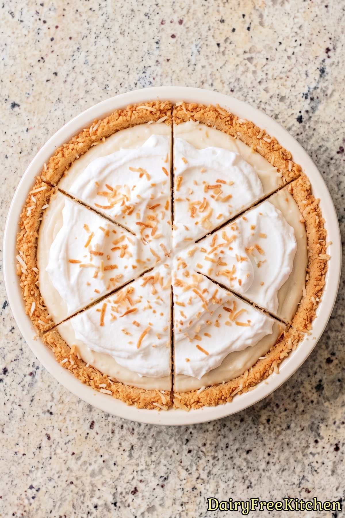 Fluffy dairy free toasted coconut pie