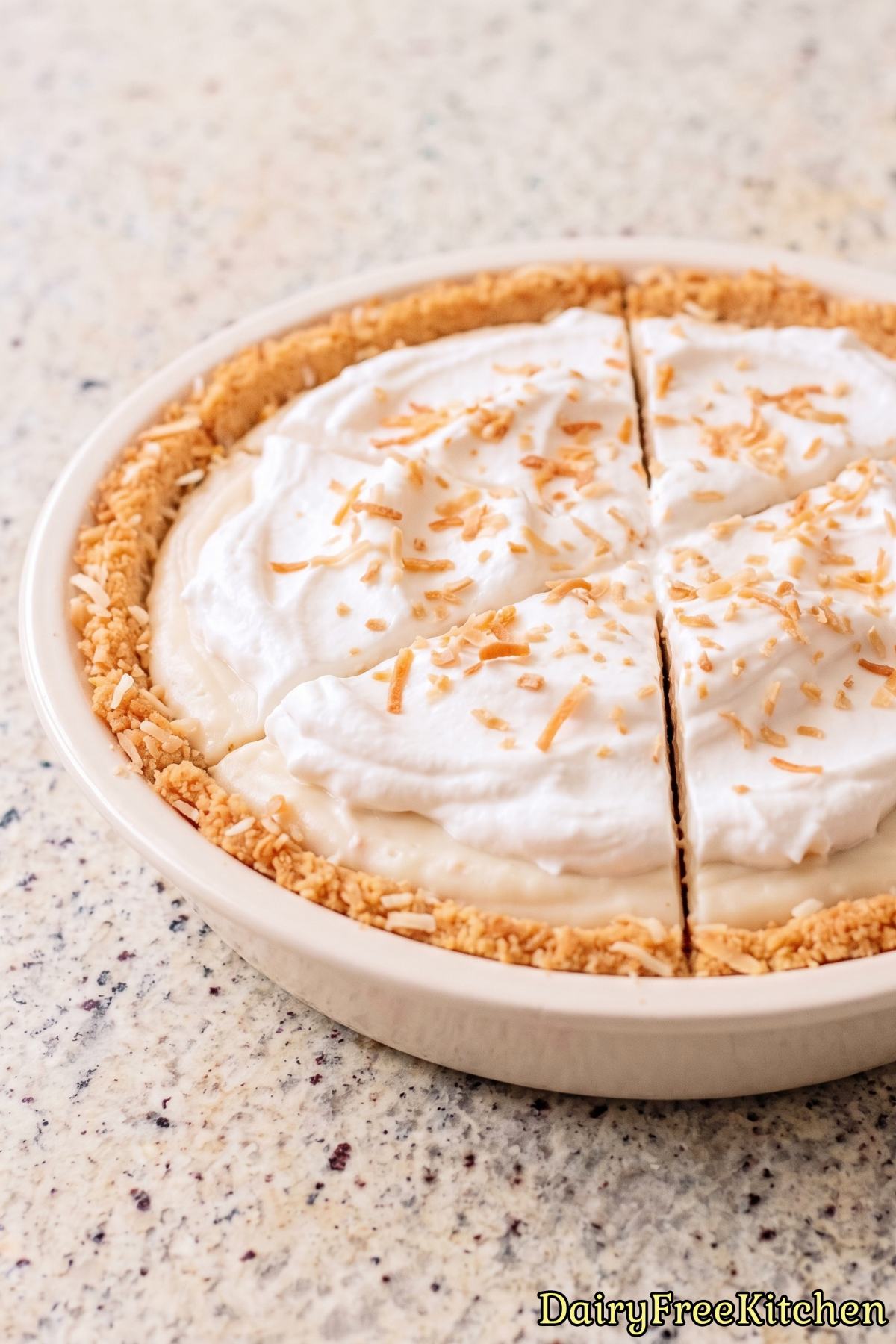 Decadent dairy free coconut cream pie
