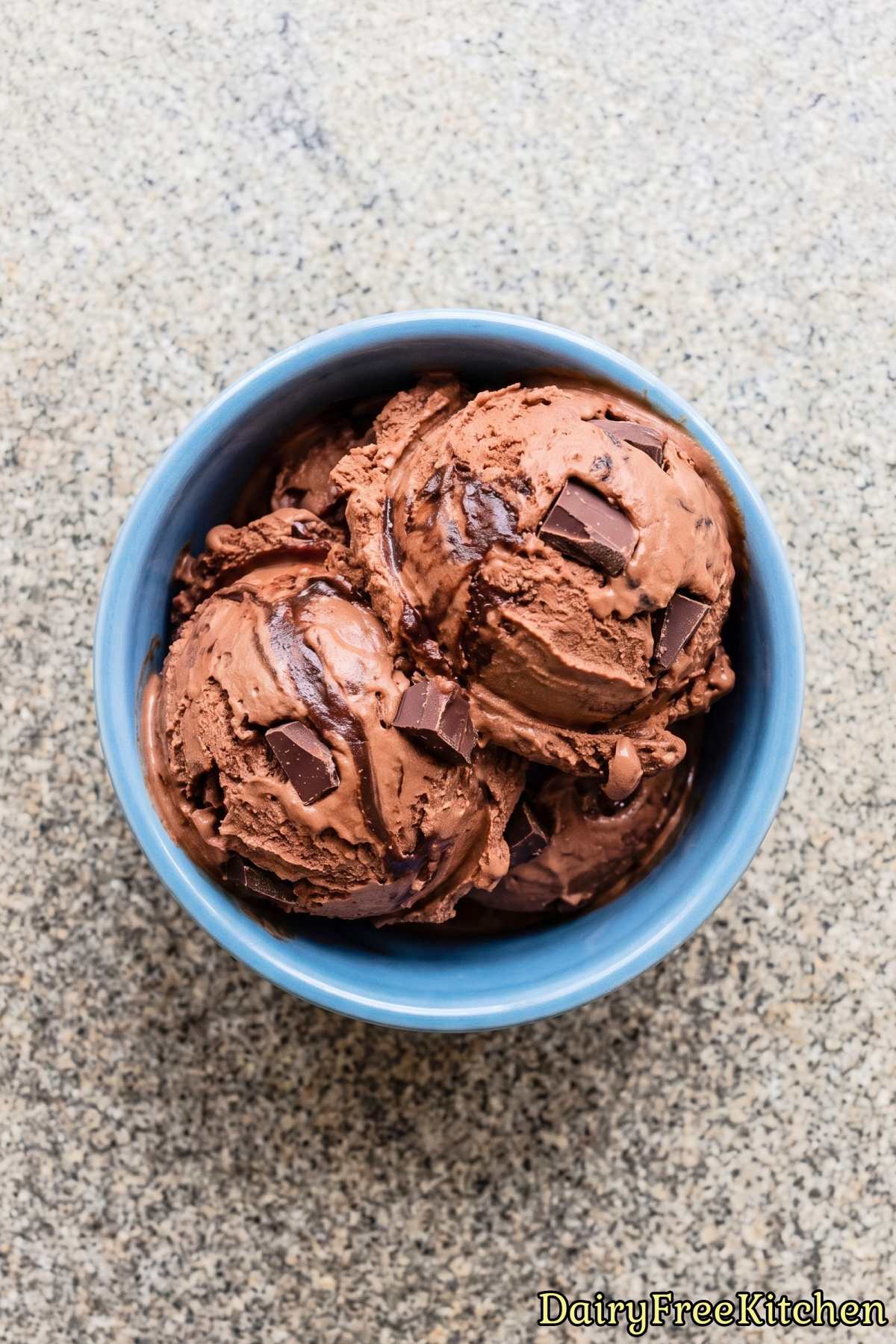 Dark vegan triple chocolate ice cream scoop