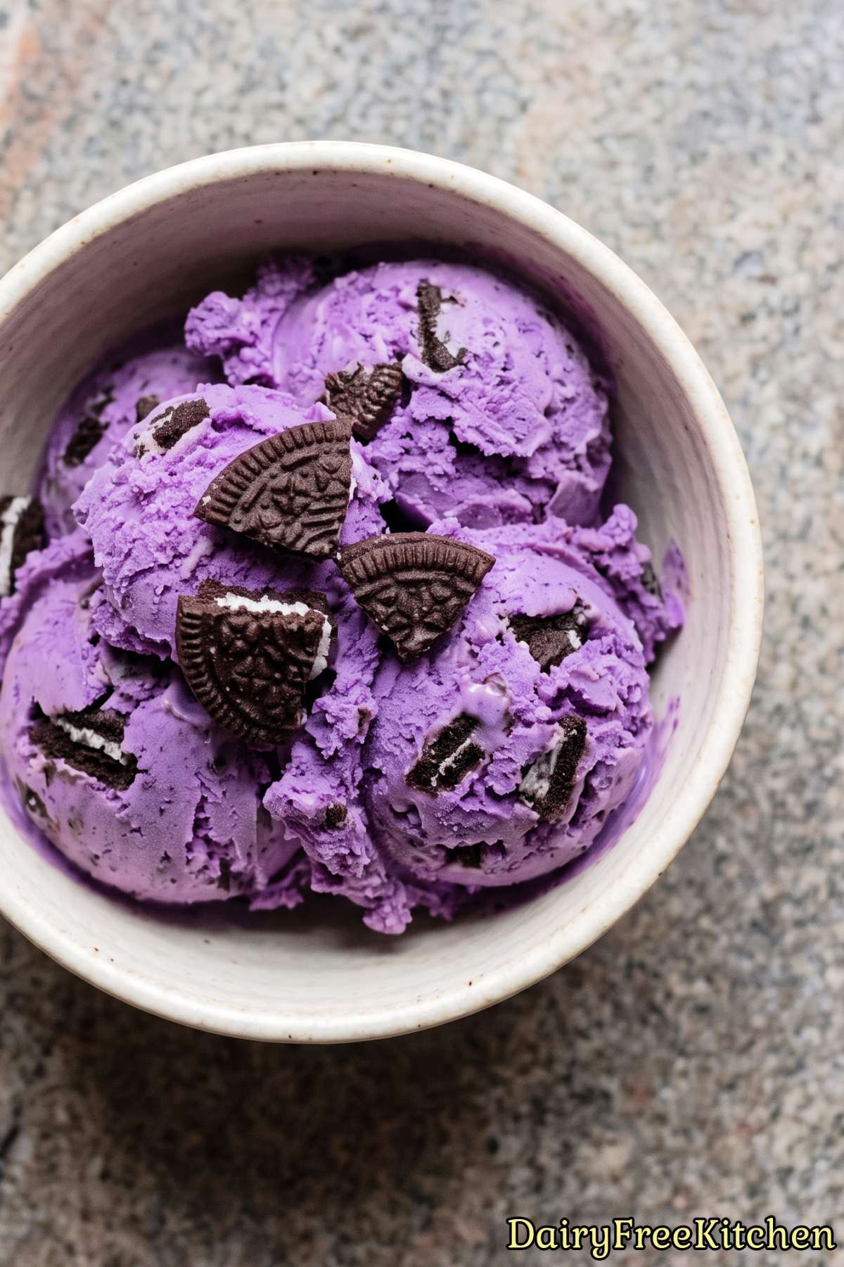 Rich vegan ube cookies and cream ice cream