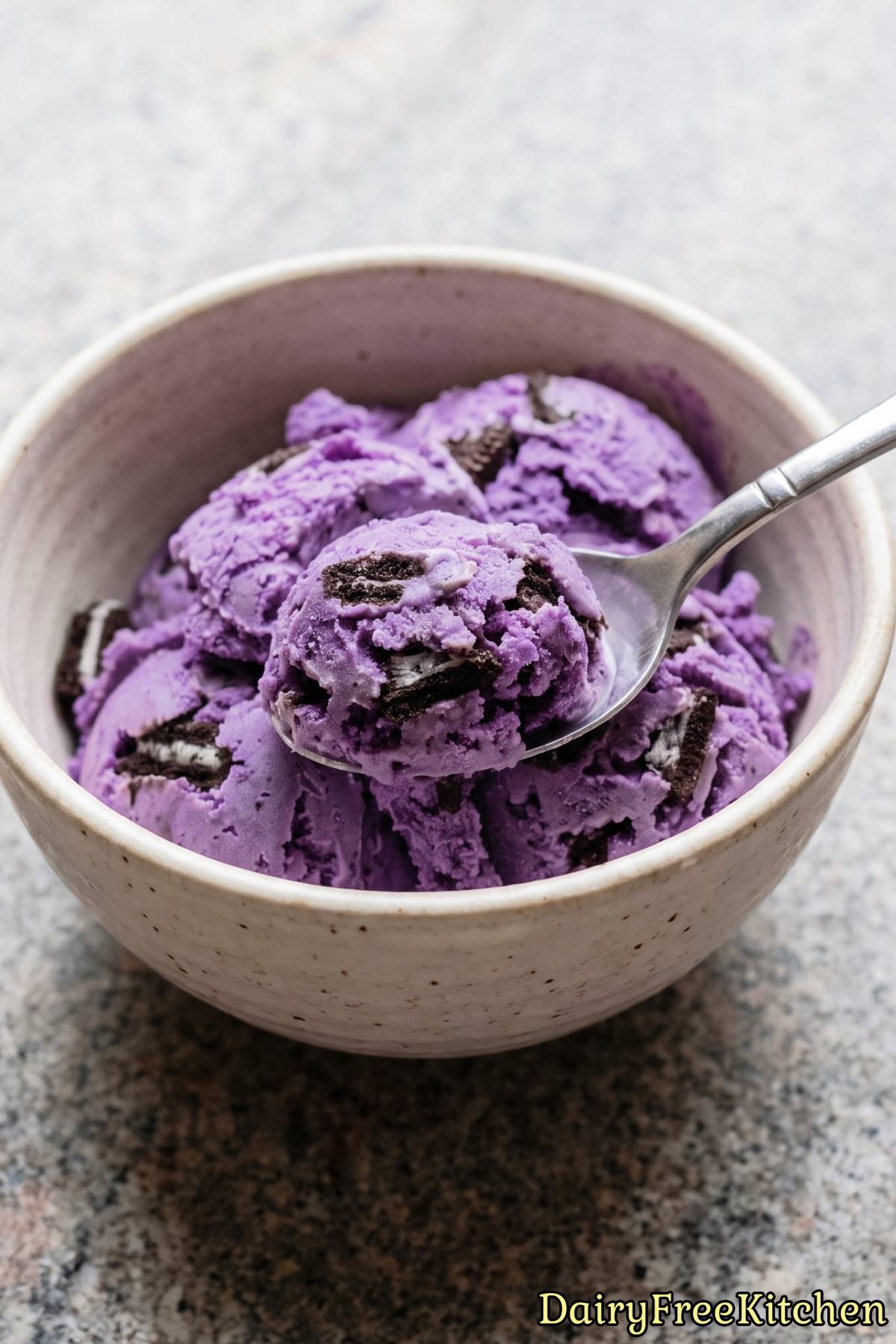 Tasty dairy free ube cookies and cream dessert