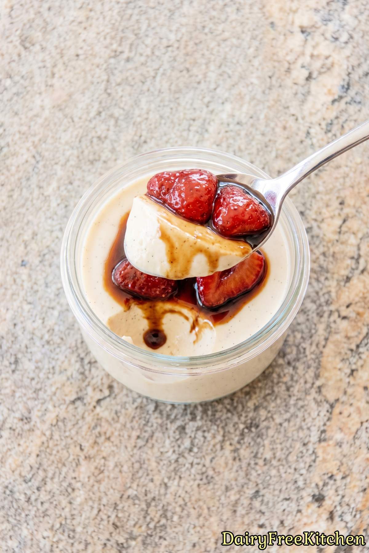 Chilled vegan vanilla bean panna cotta