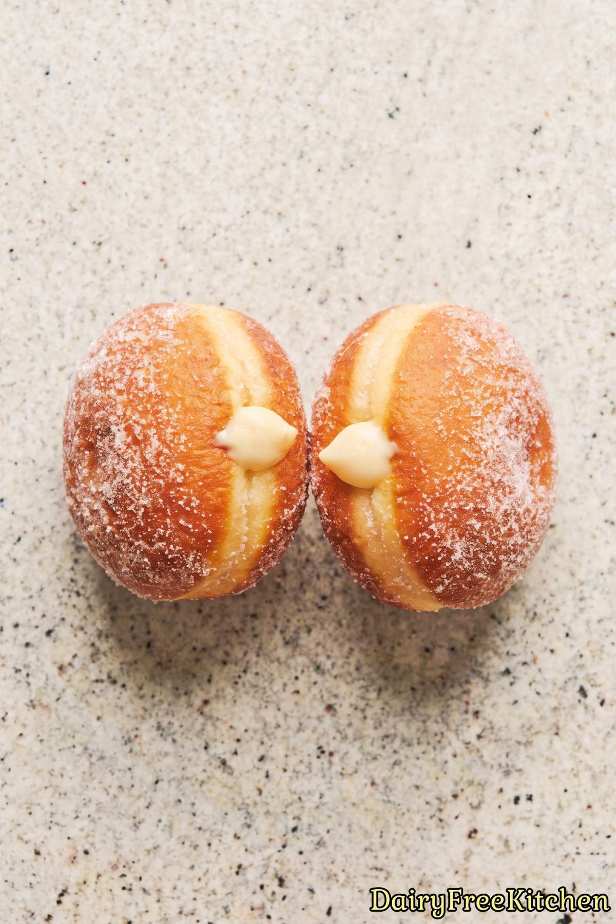 Golden dairy free vanilla cream doughnuts