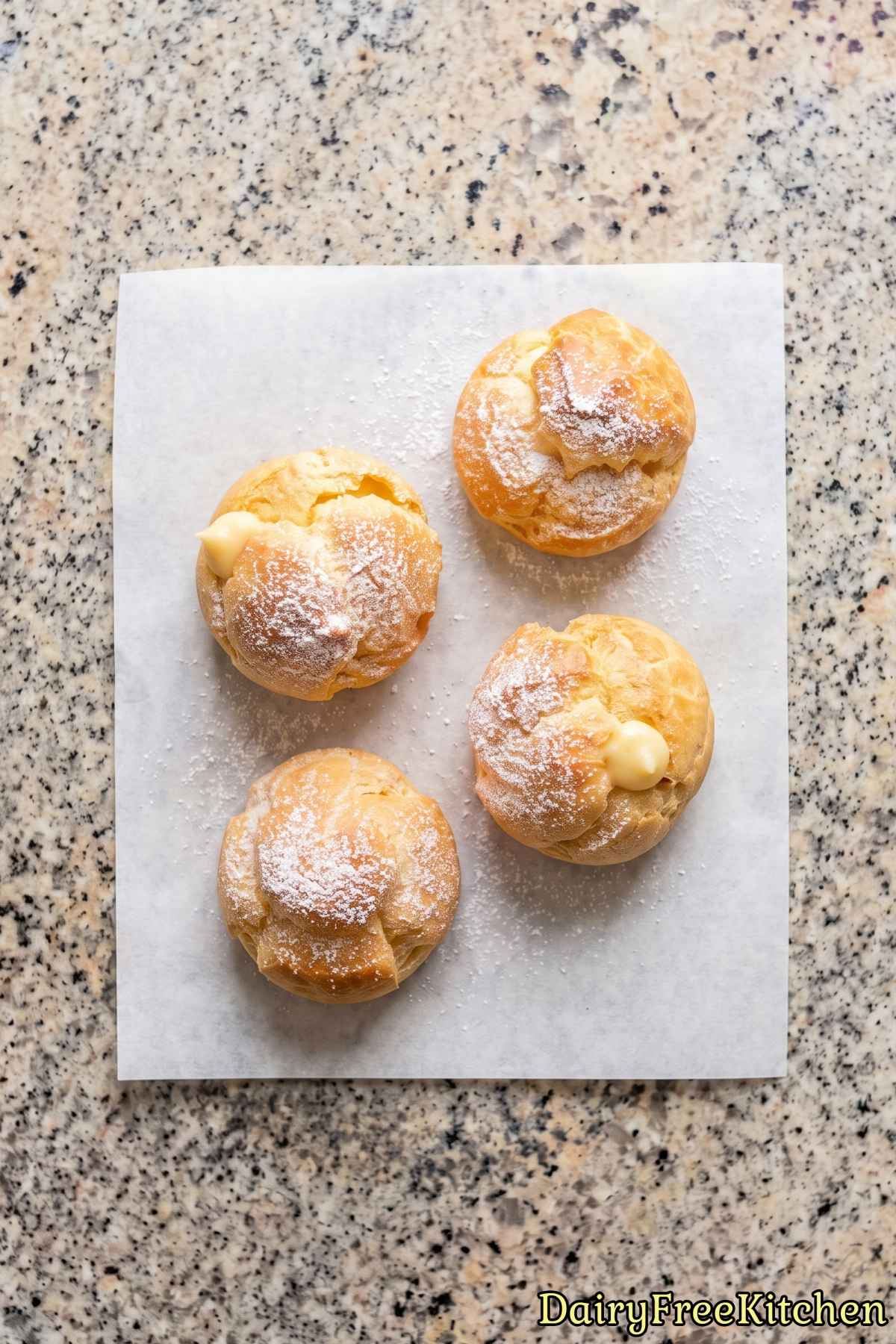 Classic dairy free vanilla cream puffs