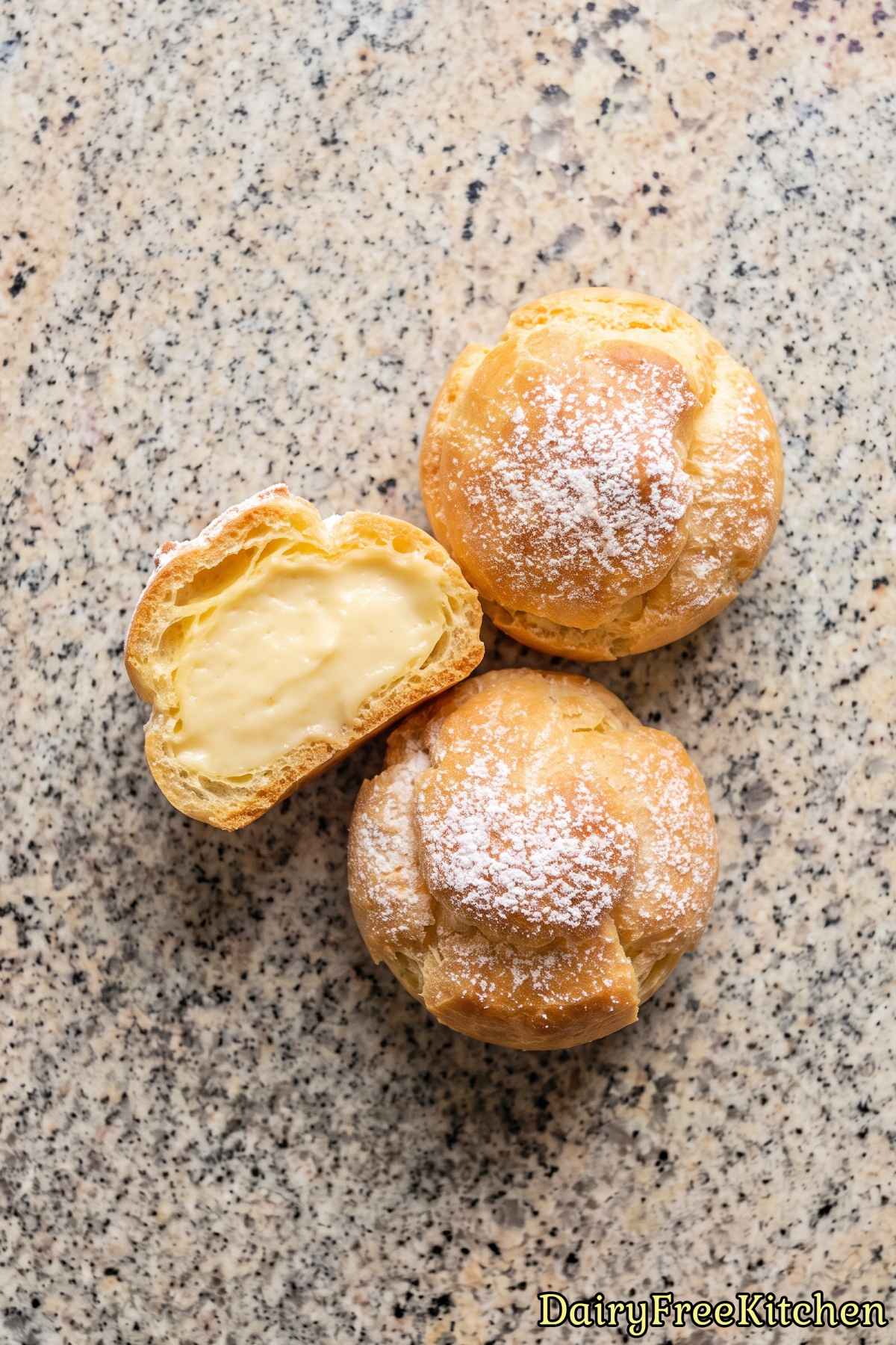 Dairy free vanilla cream filled pastries