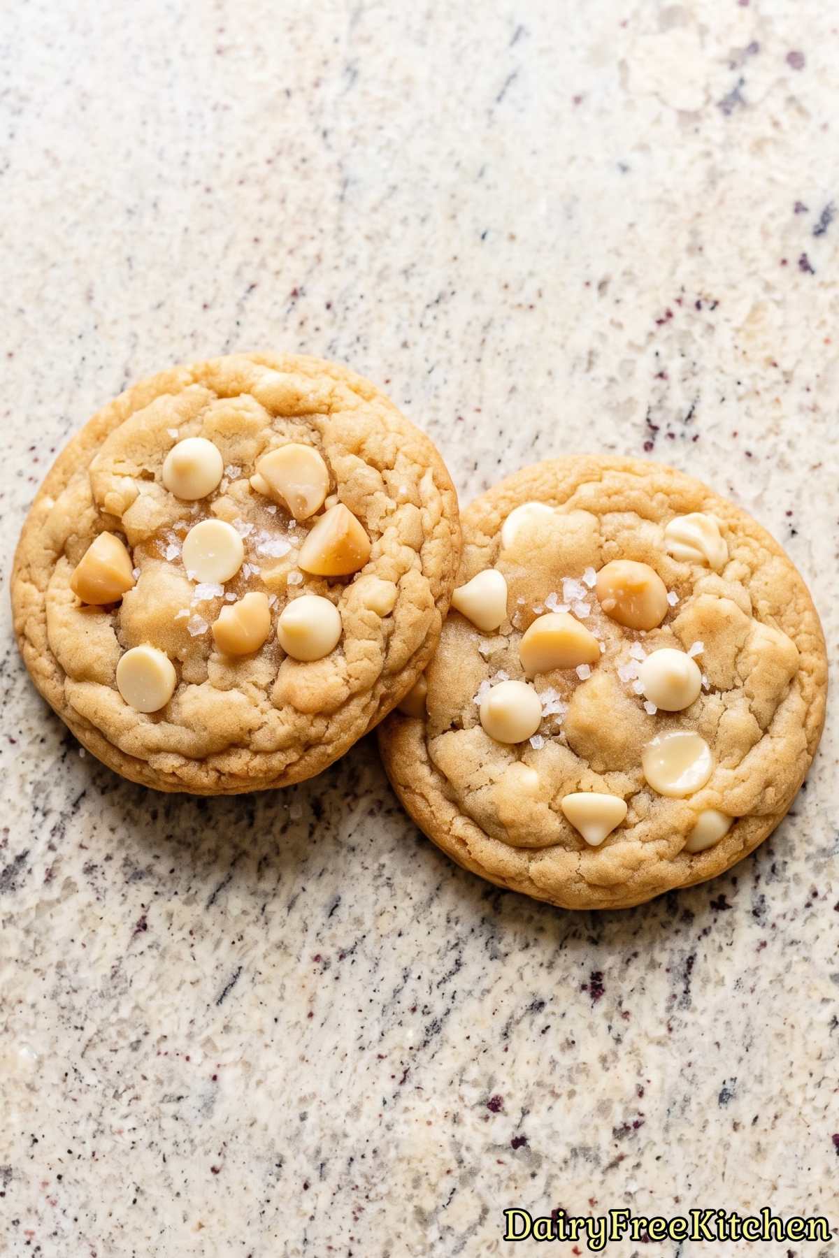 Warm dairy free white chocolate cookies