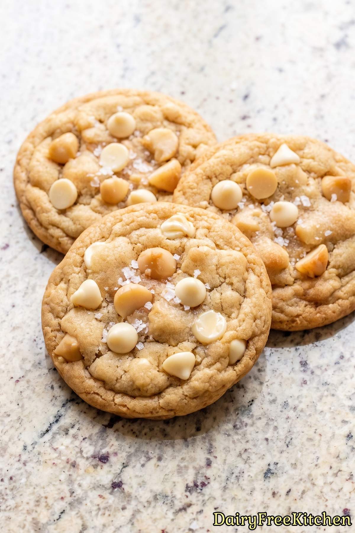 Golden white chocolate macadamia nut cookies