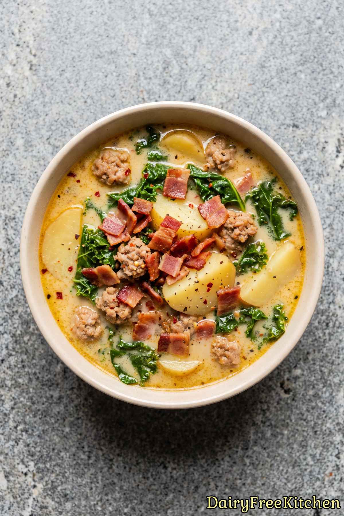 Hearty dairy free zuppa toscana with kale
