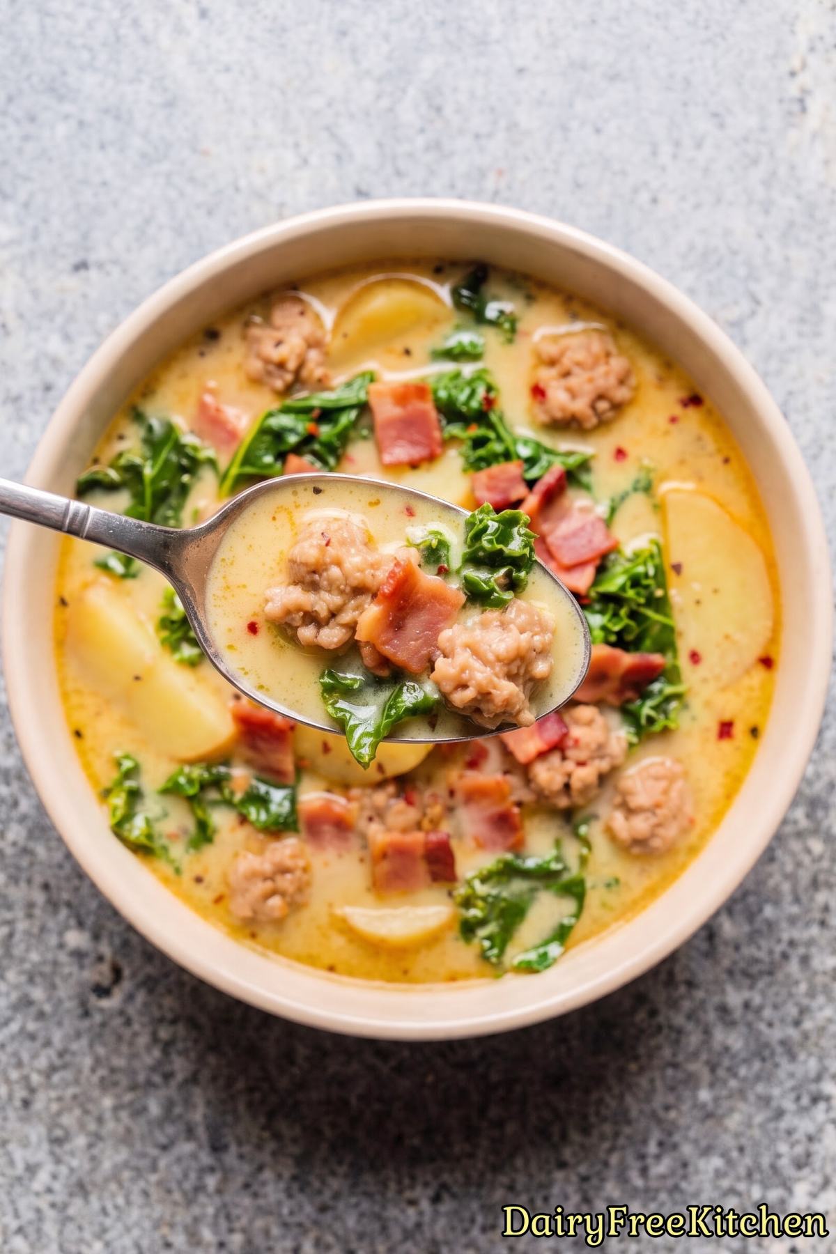 Homemade dairy free zuppa toscana