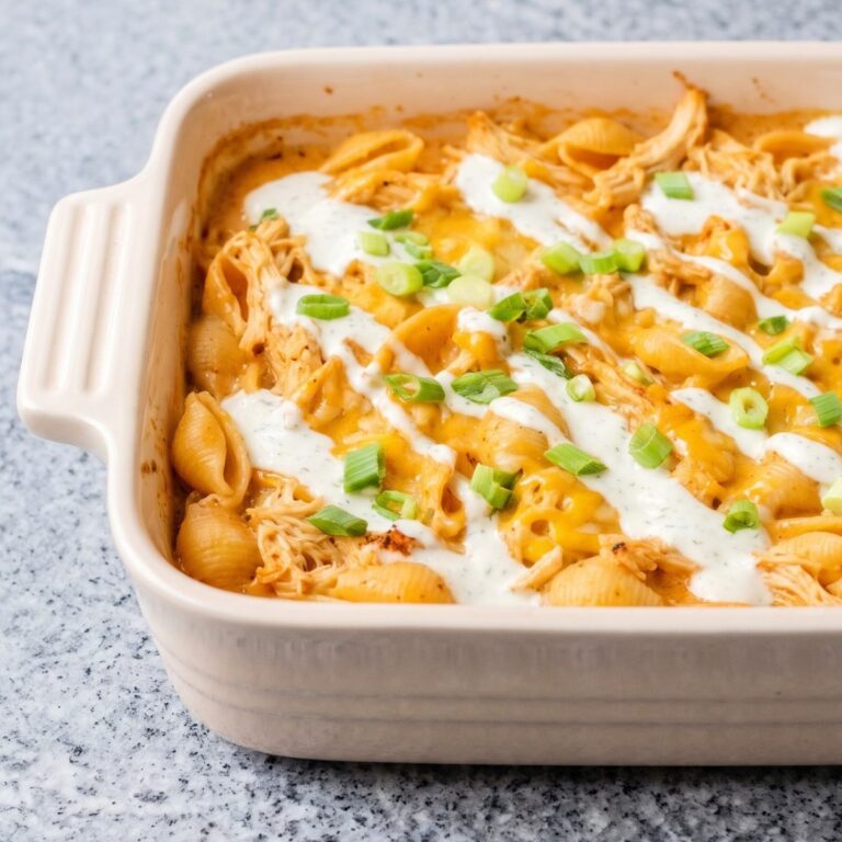 Dairy Free Buffalo Chicken Pasta Bake
