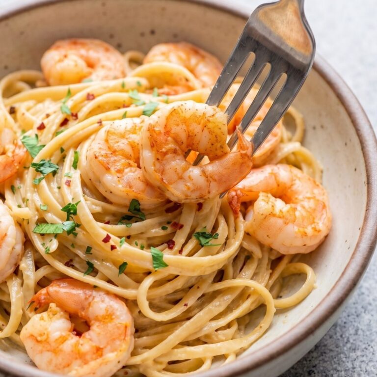 Dairy Free Creamy Garlic Shrimp Pasta