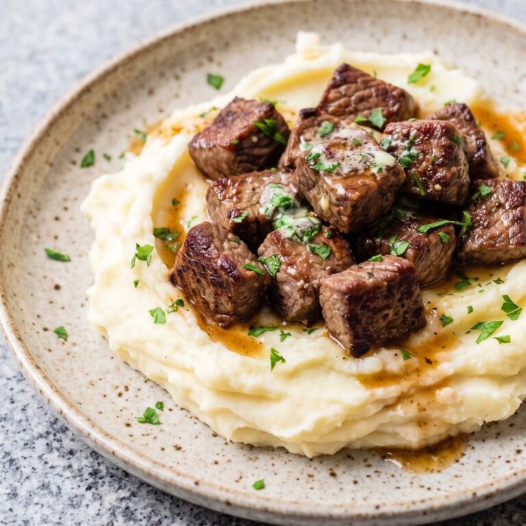 Dairy Free Garlic Butter Steak Bites & Mashed Potatoes