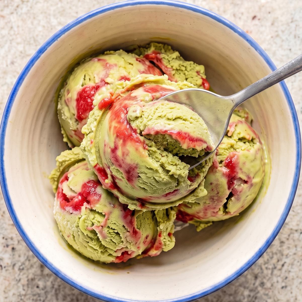 Dairy Free Matcha Strawberry Swirl Ice Cream