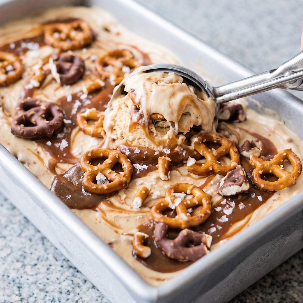 Dairy Free Salted Caramel Pretzel Ice Cream