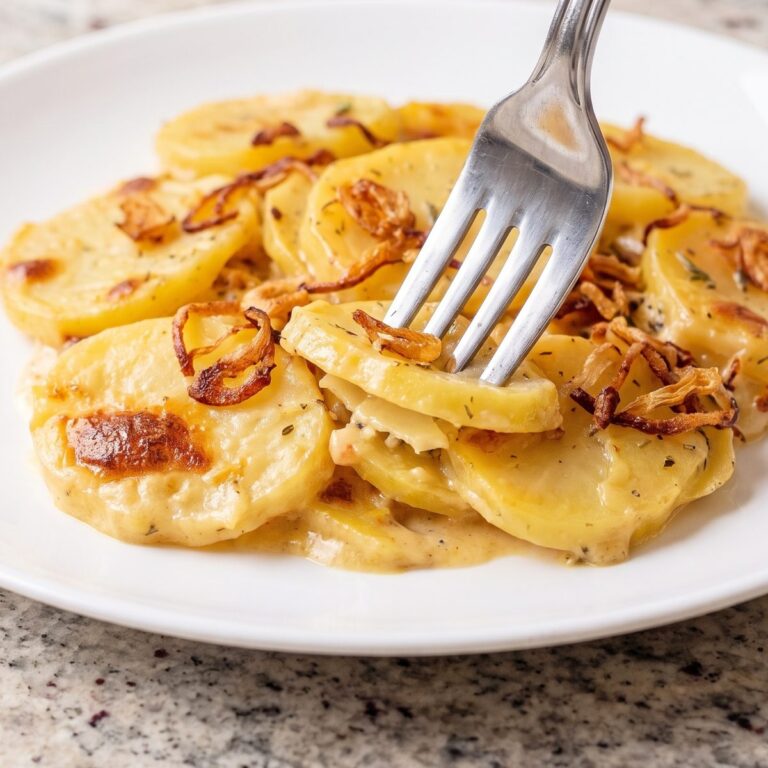 Dairy Free Scalloped Potatoes with Crispy Shallots
